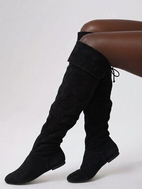 Enzo Angiolini black suede leather over the knee slouch boots